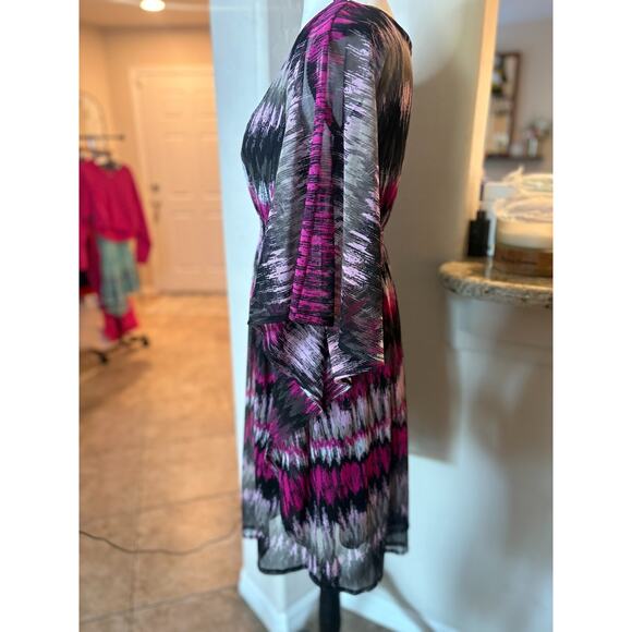 INC International Concepts Sheer Nylon Caftan Overlay Cinch Waist Dress M 6-10 - Picture 4 of 5